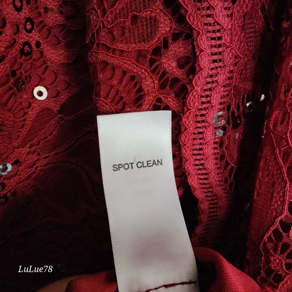 Roaman's Elegant Red Lace Sequin Women's Matching Duster & Dress Set 18W - Picture 8 of 15